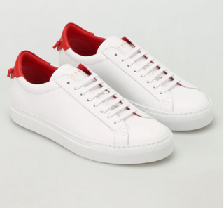 Givenchy Urban Knots Leather Low Top Sneakers White Red Women's Size EU 39
