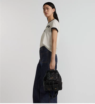 Christian Dior Caro Macrocannage Lambskin Medium Backpack Black