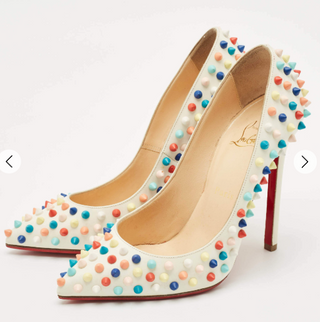 Christian Louboutin Pigalle Spikes Pointed Stilettos Pumps White Multi EU 36