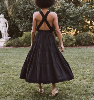 The Great. The Victorian Sleeveless Crossback Tiered Apron Dress Black Women's 2