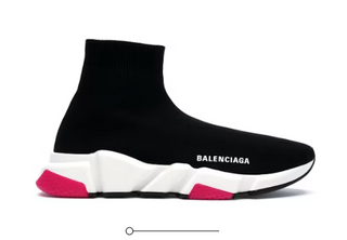 Balenciaga Neoprene Knit Speed Mid Sock Sneakers Black Pink Womens Size US 10