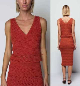 Nation LTD Crochet Set; Adriana Tank Top & Driana Midi Skirt Ginger Women Medium