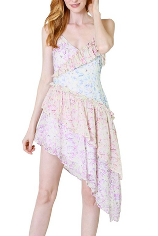LoveShackFancy Newport Silk Asymmetrical Midi Sundress Sweet Kisses Women's 6
