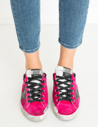 Golden Goose Superstar Low Top Comfort Sneakers Fuxia Velvet Black Star EU 39
