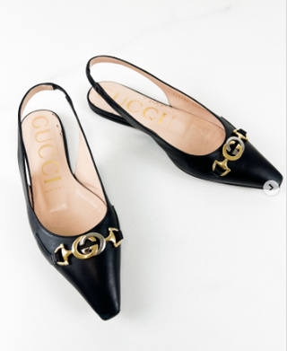 NWOT Gucci Zumi Interlocking GG Leather Slingback Mules Black Women's Size 35