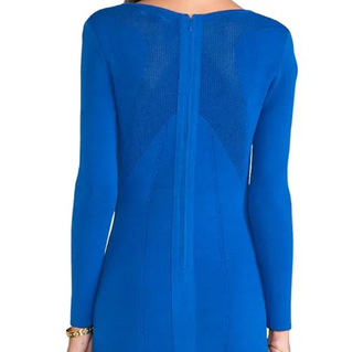Cut25 by Yigal Azrouël Mesh Cutout Knit Mini Sheath Dress Blue Women's Size S