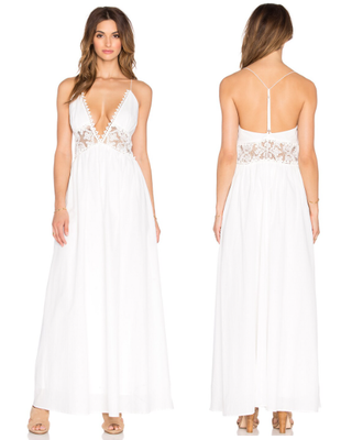 NWT The Jetset Diaries Grazie Crochet Trim Maxi Dress White Women's Size XS