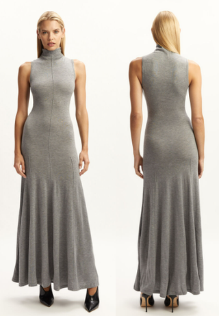 NWT Bardot Astoria Sleeveless Turtleneck Knit Maxi Dress Dove Gray Womens Size 2
