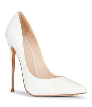Femme LA Rum Patent Faux Leather Pointed High Heel Pumps White Womens Size EU 37