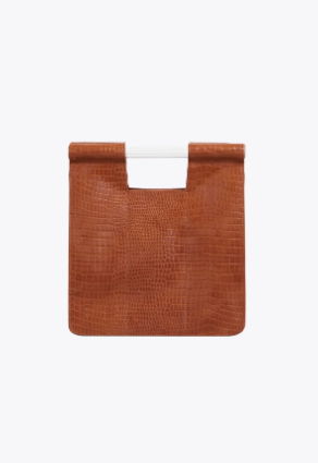 Beis Embossed Faux Leather Crossbody Bag Cognac Brown