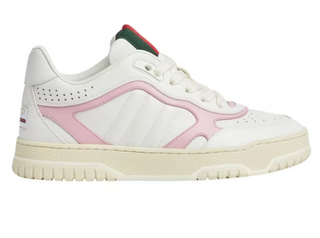 Gucci Calfskin Leather Re-Web Low Top Sneakers White Pink Womens Size EU 41