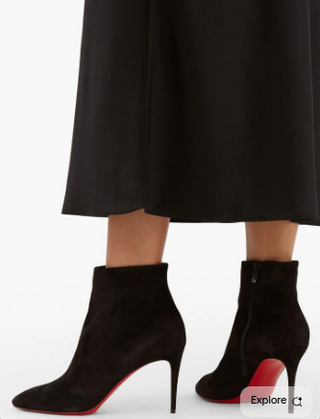 Christian Louboutin Eloise Suede Pointed Toe Ankle Booties Black Women's EU 36.5