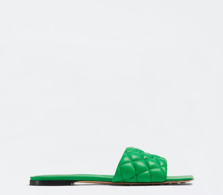 Bottega Veneta Quilted Padded Flat Sandals Parakeet Green Women's Size EU 36.5