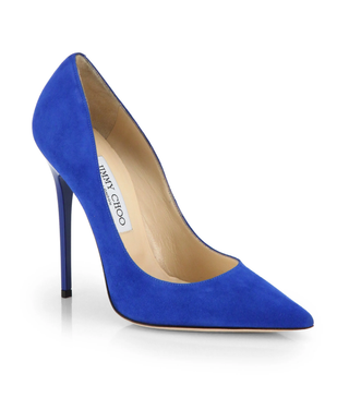 Jimmy Choo Suede Pointy Toe Stilettos Heel Pumps Royal Blue Women's EU 37.5