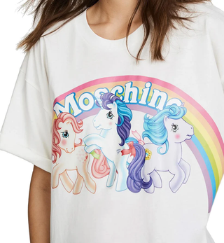 Moschino Rainbow Unicorn Printed Short Sleeve Graphic T-Shirt White Women's M