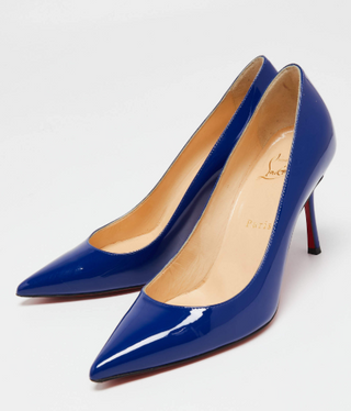 Christian Louboutin Pigalle Patent Leather Pointed Stilettes Heel Pumps Blue 37