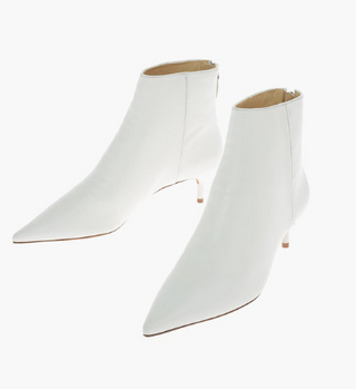 Alexandre Birman Leather Pointed Toe Kitten Heel Ankle Bootie White Womens EU 40