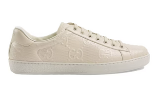 Gucci Ace GG Embossed Leather Low Top Comfort Sneakers Cream Women's Size EU 36