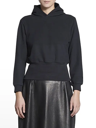 Balenciaga Long Sleeve Sporty B Tuck-in Crop Hoodie Washed Black Women's Small