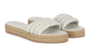 Gianvito Rossi Marbella Braided Leather Slip On Slides Sandals White Women EU 35