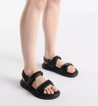 Dior Dioract Leather Slingback Sandals with Padded Adjustable Straps Black EU 40