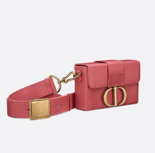 Dior 30 Montaigne Calfskin Leather Small Shoulder Flap Box Bag Dusty Pink