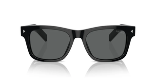Prada SPR A17 - F Black Acetate Dark Grey Lens Rectangular Sunglasses