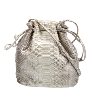 Hunting Season Python Leather Bucket Bag with Shoulder Strap Tan/Gray