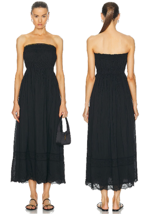 NWT Posse Mylah Strapless Pleated A-Line Maxi Dress Black Women's Size Medium
