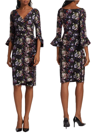 Chiara Boni La Petite Robe Triana Floral Sheath Dress Renaissance Blue 44FR/12US