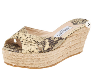 Jimmy Choo Snakeskin Raffia Platform Wedge Slide Sandals Beige/Brown EU 38