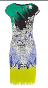 ETRO Paisley Print Cap Sleeve Jersey Sheath Midi Dress Multi Womens 44 IT / US 6