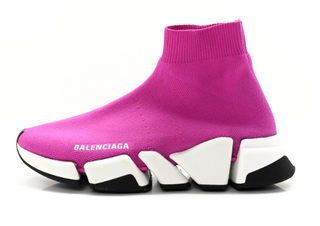 Balenciaga Neoprene Knit Speed Mid Sock Sneakers Purple/White Women's Size US 5