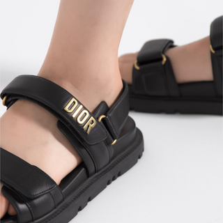 Dior Dioract Leather Slingback Sandals with Padded Adjustable Straps Black EU 40
