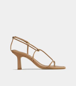 Essen Leather Asymmetric Strappy Slingback Sandals Almond Women's Size EU 39