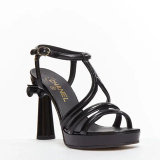 Chanel 2018 Cruise Paris-Greece Parthenon Grecian Column Sandal Black EU 40.5