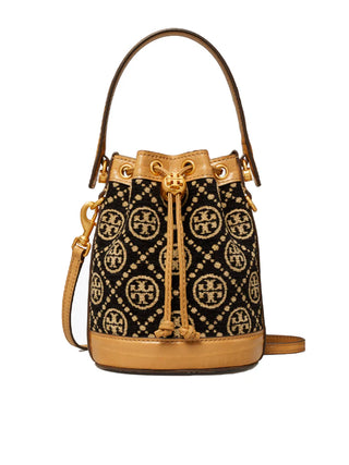 Tory Burch T Monogram Chevile Bucket Bag w/ Detachable Strap Cream/Rolled Brass