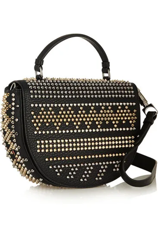 Christian Louboutin Panettone Studded Messenger Crossbody Top Handle Bag Black