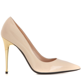 Tom Ford Leather Pointed Toe Gold Stilettos Heel Pumps Nude / Gold Women's EU 40