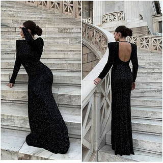 Zara Collection Shoulder Pads Sequin Cocktail Maxi Dress Black Women's Small