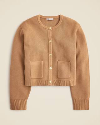 NWT J. Crew Relaxed Emilie Long Sleeve Round Neck Cardigan Sweater Brown M