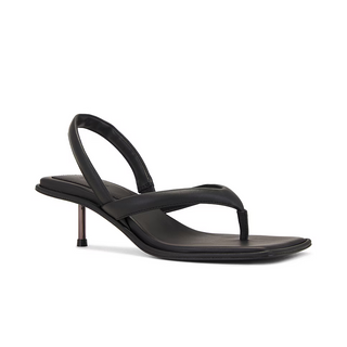NWOT St. Agni Leather Square Toe Sling Back Thong Heel Sandals Black Women EU 36