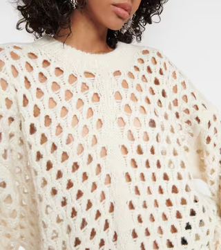 Isabel Marant Tane Alpaca Merino Wool Knit Oversized Sweater Cream 34 FR / US 2