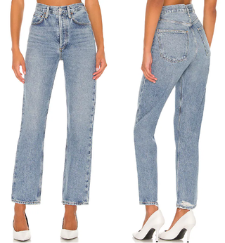 Agolde 90's Pinch Waist Light Wash Distressed Straight Jeans Endless Women's 26
