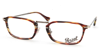NWT Persol PO 3044V 52MM Brown & Gold Tortoise Optical Frames Rectangle Eyeglass