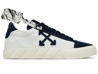 Off-White Low Vulcanized Canvas and Suede Sneakers White/Navy Women's EU 38