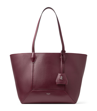 NWT Jimmy Choo Diamond Medium Leather Tote Handbag Burgundy