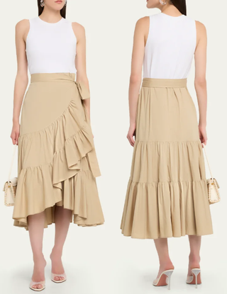 5a7 Cinq à Sept Zayla Split Sleeveless Colorblock Maxi Dress White Khaki Medium