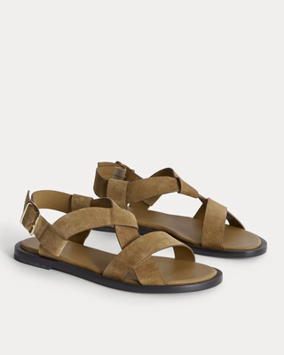 NWOT Everlane The City Crossover Suede Strappy Sandals Desert Tan Women's Size 8