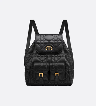 Christian Dior Caro Macrocannage Lambskin Medium Backpack Black